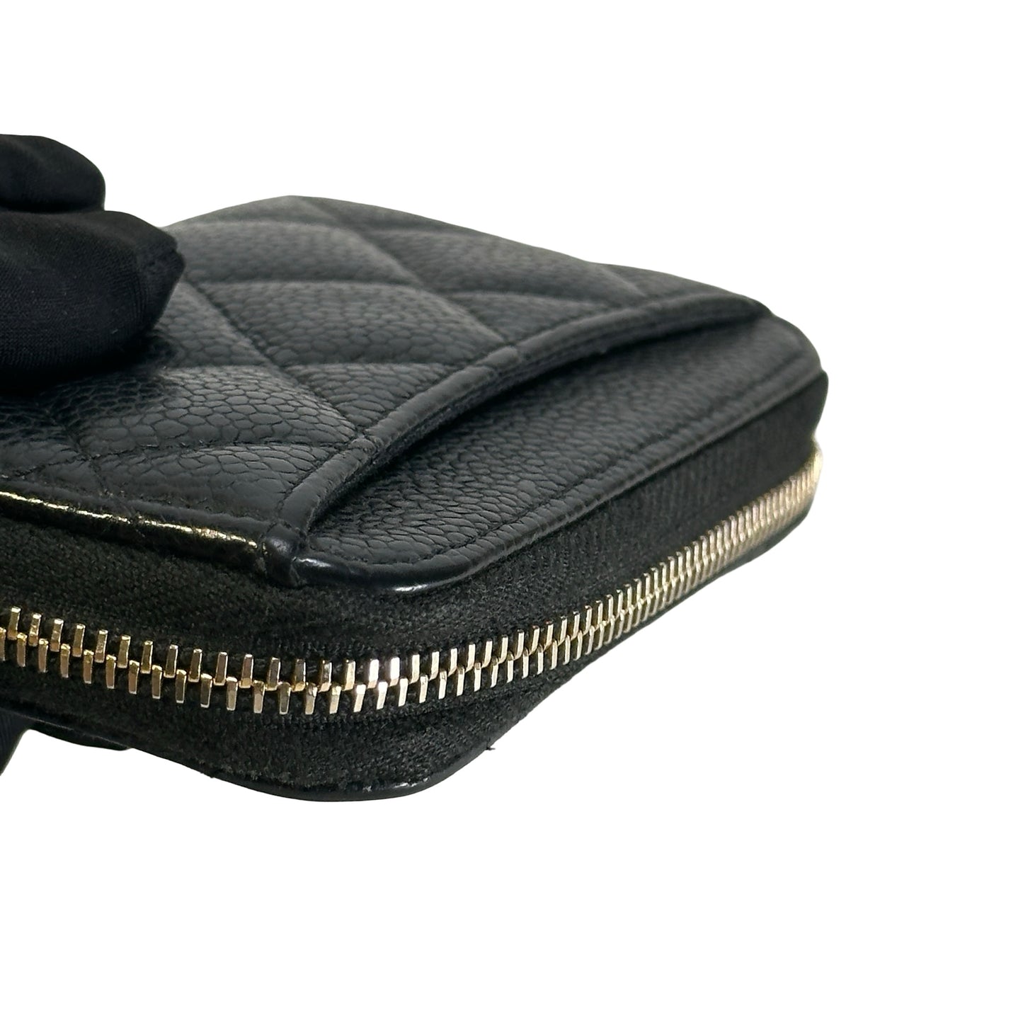 Used CHANEL Caviar Quilted Classic Zipped Coin Purse Coin Purse Black Gold hardware