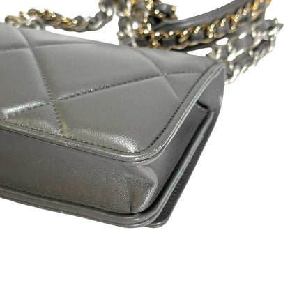 Used CHANEL Quilted Lambskin Chanel 19 Wallet On Chain Wallet on chain Grey GHW