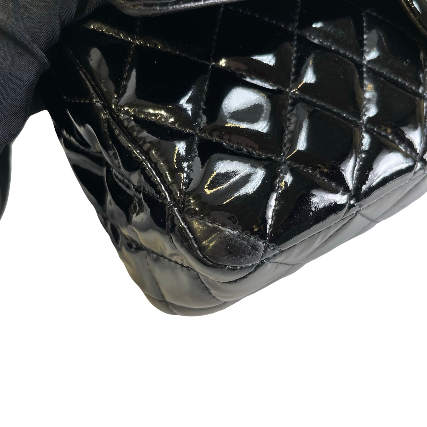 Used CHANEL Pantent CF 25 Cross body bag Black PHW