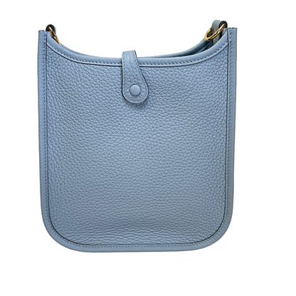 HERMES Taurillon Clemence Mini Evelyne Cross Body Bag Light Blue