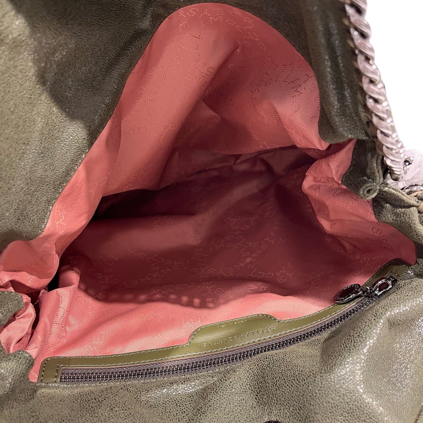 Used STELLA MCCARTNEY Solid Shaggy Deer Falabella Tote Bag Green Olive