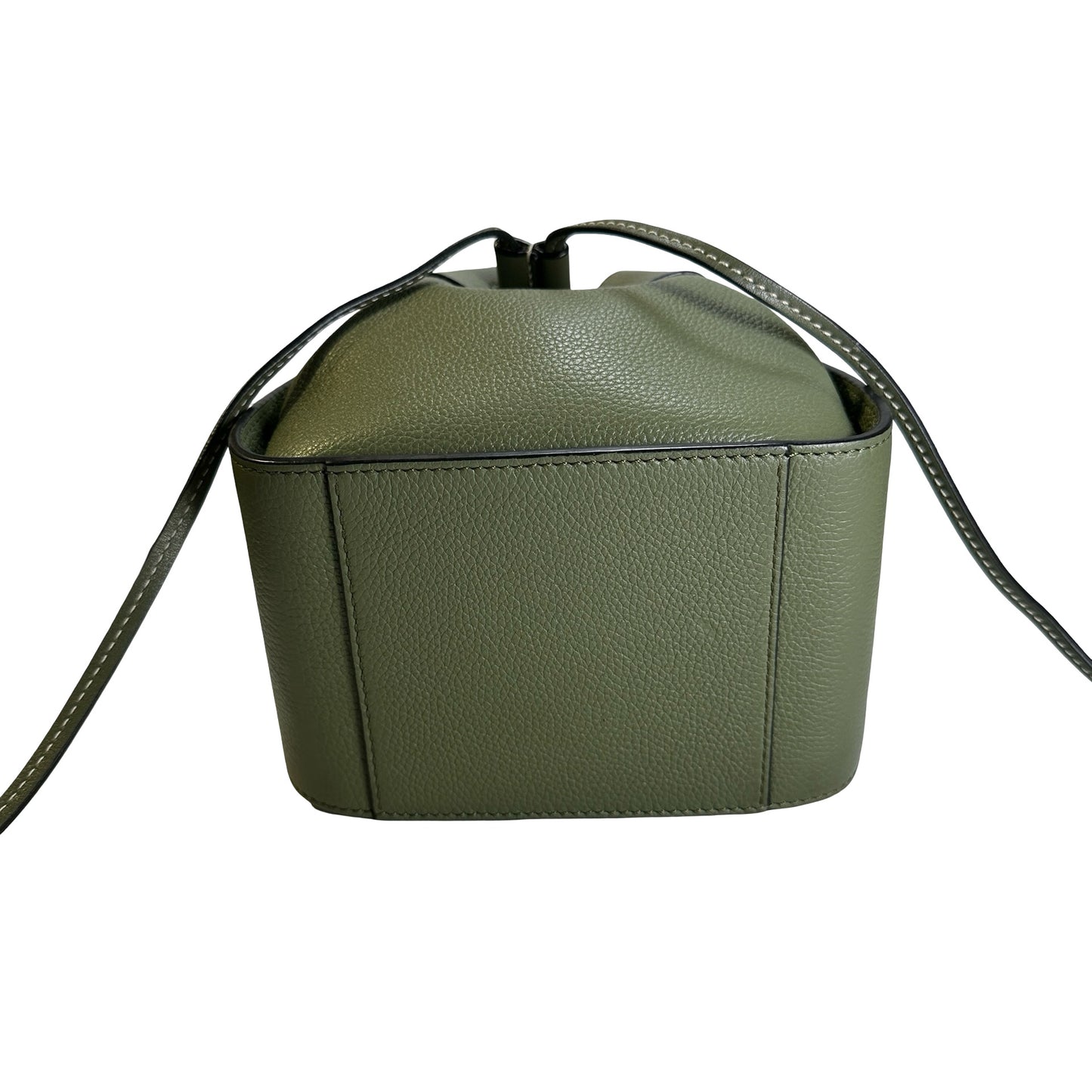 Used LOEWE Pebbled Calfskin Balloon Bag Bucket Bag Green Phw