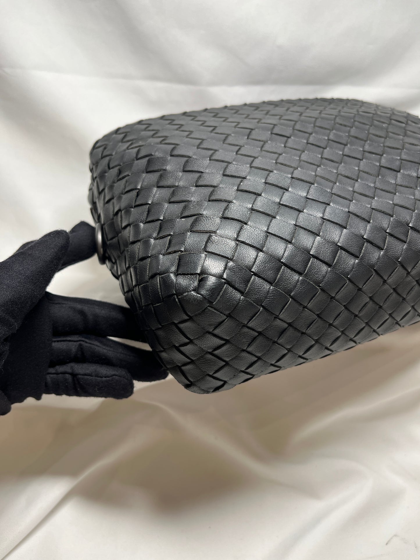 USED A Bottega Veneta Calfskin Leather Cross Body Bag Crossbody Bag Black