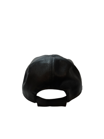 Used Moncler Calfskin Leather Hat Hat Black