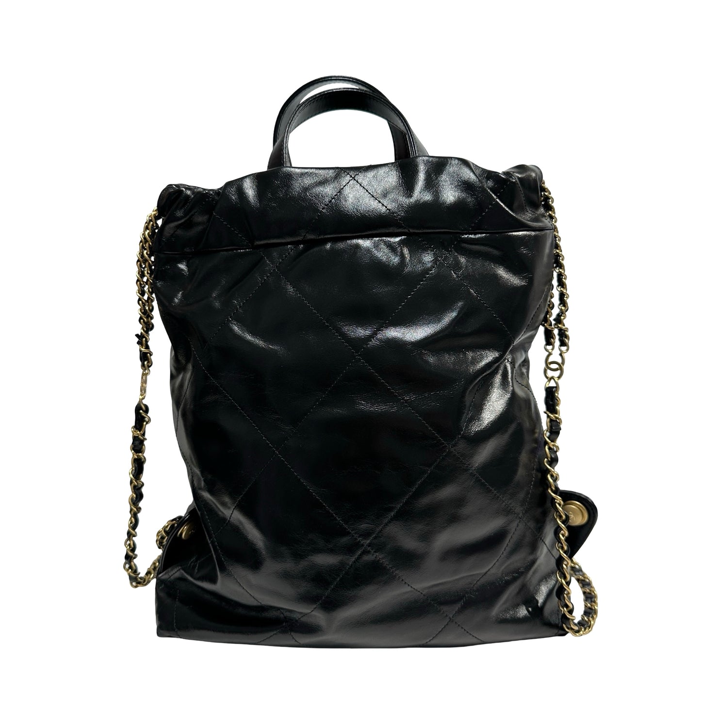 Used CHANEL Quilted Calfskin 22 Backpack Backpack Black Gold