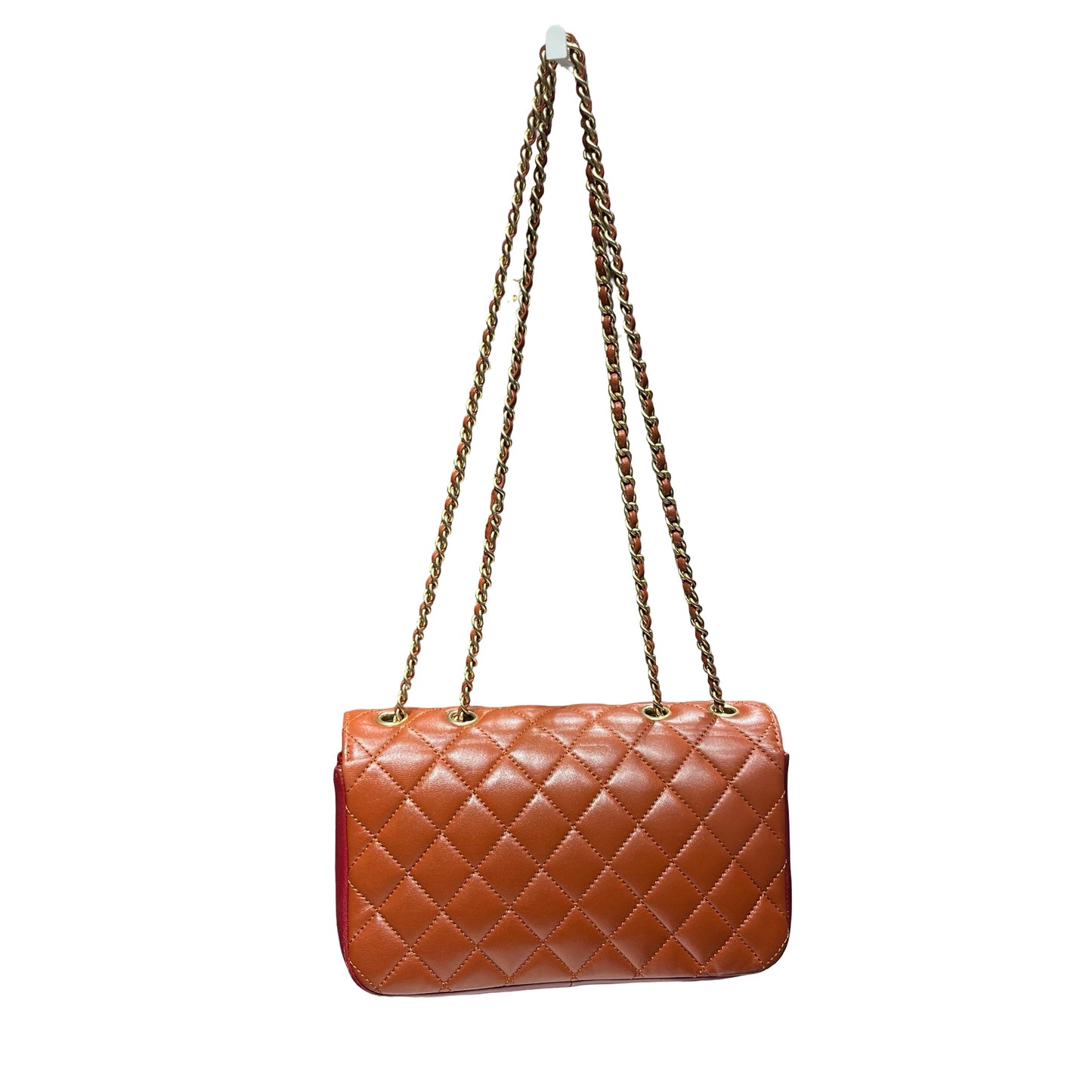 Used Chanel Classic Flap Shoulder Bag Orange GHW Red