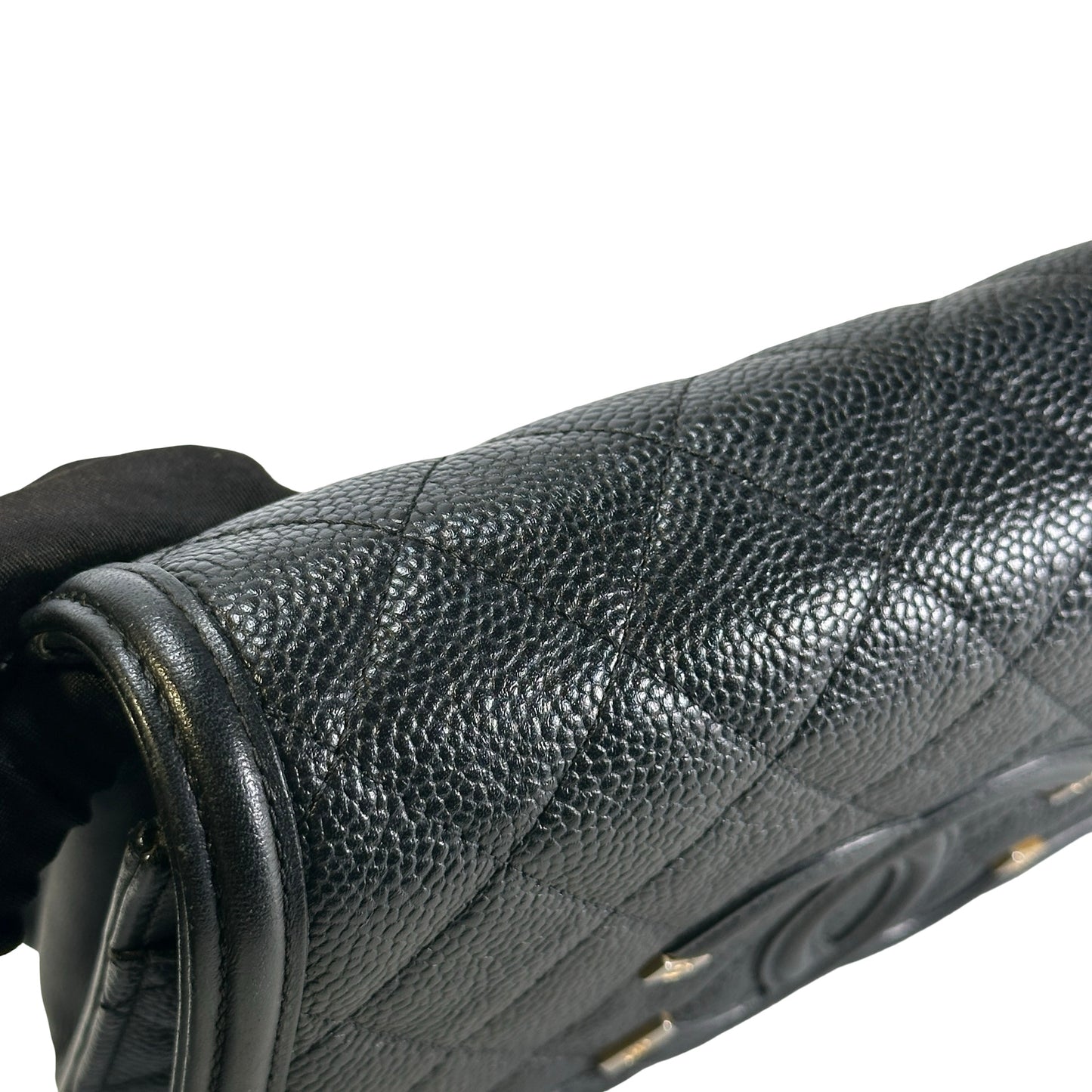 Used CHANEL Quilted Caviar Wallet On Chain Wallet on chain Black Gold