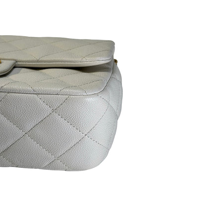 Used CHANEL Caviar Skin 23P Heart Crush Small Flap Bag Chain Shoulder Bag White GHW