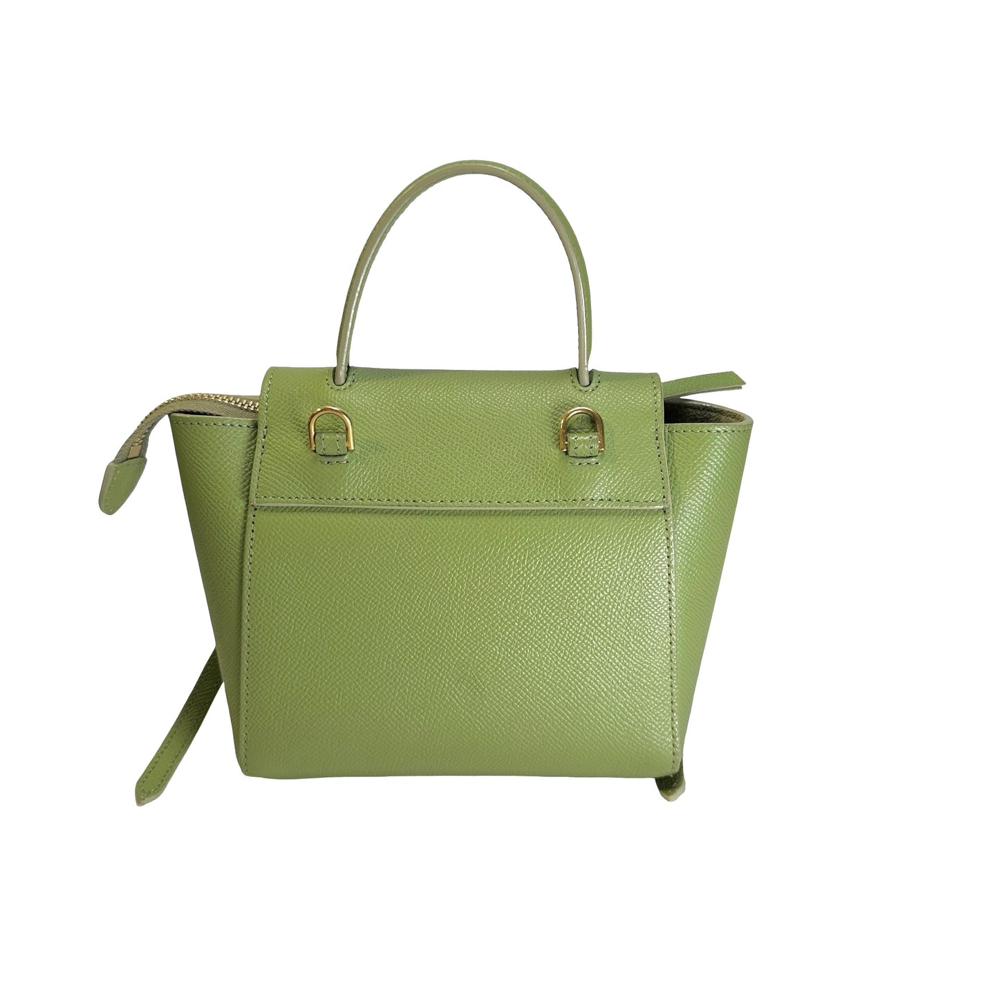 Used CELINE Grained Calfskin Pico Belt Bag Handbag Light Green