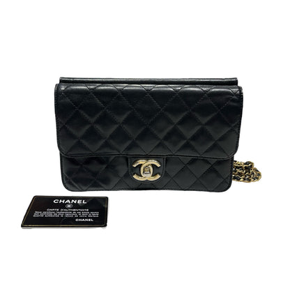 Used Chanel Classic Flap Chain Shoulder Bag Black GHW