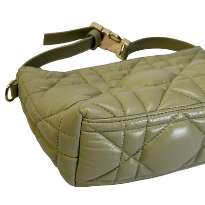 Used DIOR Macrocannage Leather DiorTravel Nomad Pouch Green