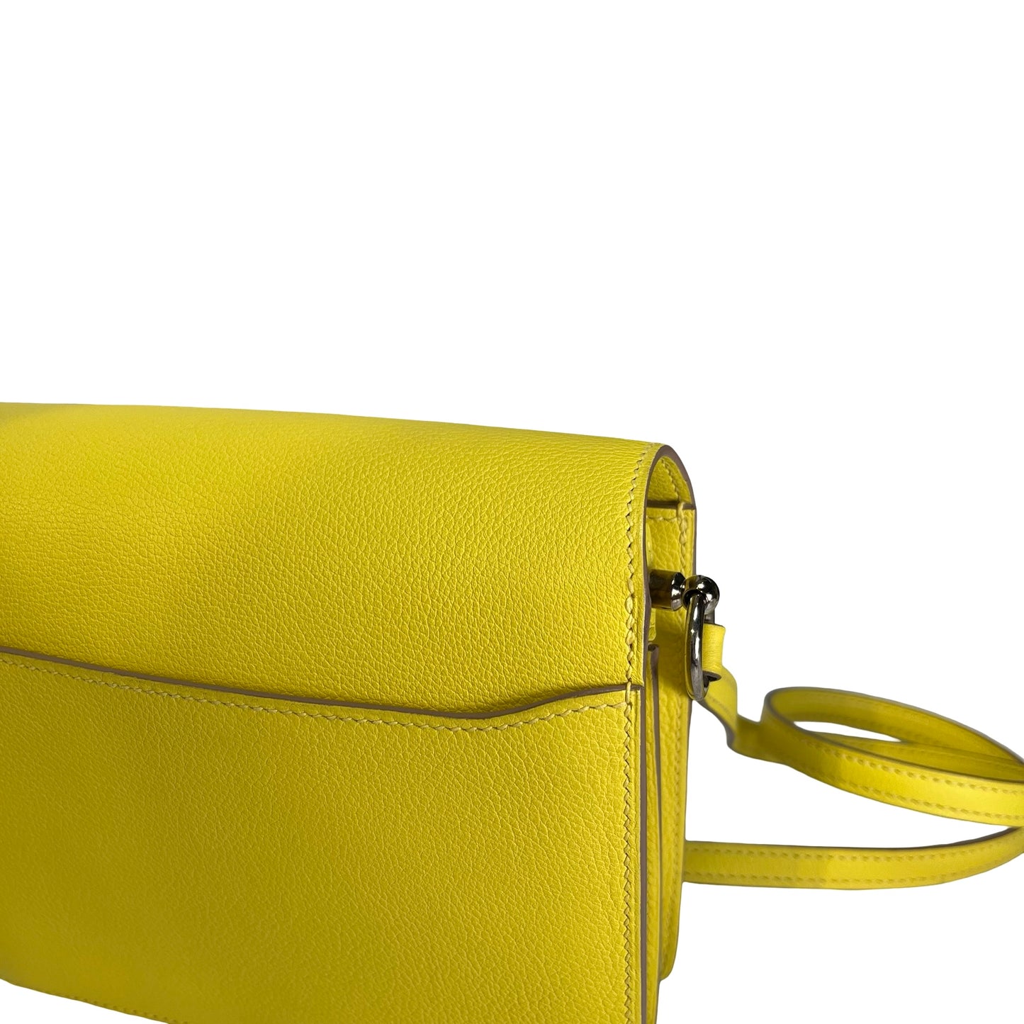 Used HERMES Evercolor Roulis Shoulder Bag YELLOW PHW