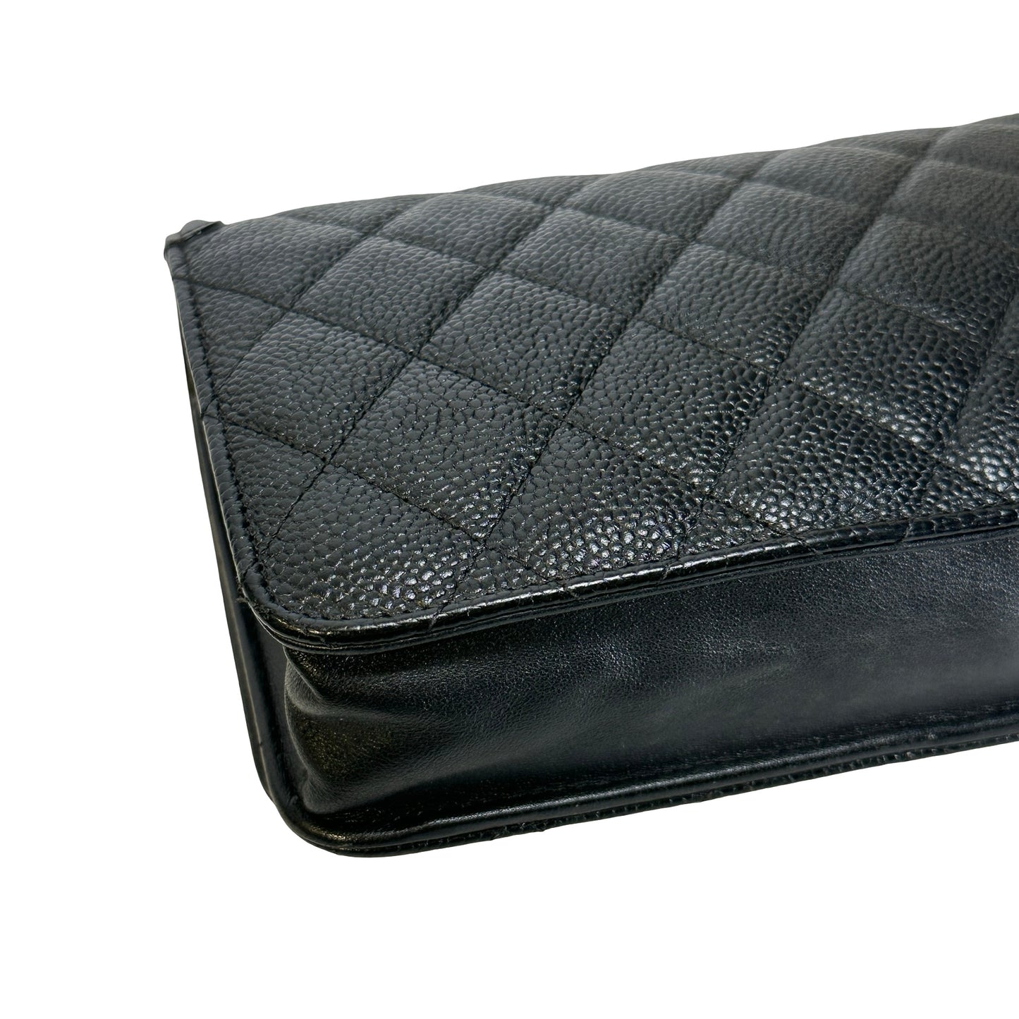 Used CHANEL Quilted Caviar Wallet On Chain Wallet on chain Black Gold