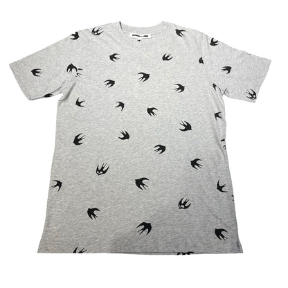 Used MOSCHINO Bird Print Tee Clothes Grey Black