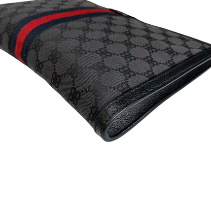 Used BALENCIAGA Canvas Web detail canvas pouch Pouch Black Red Blue