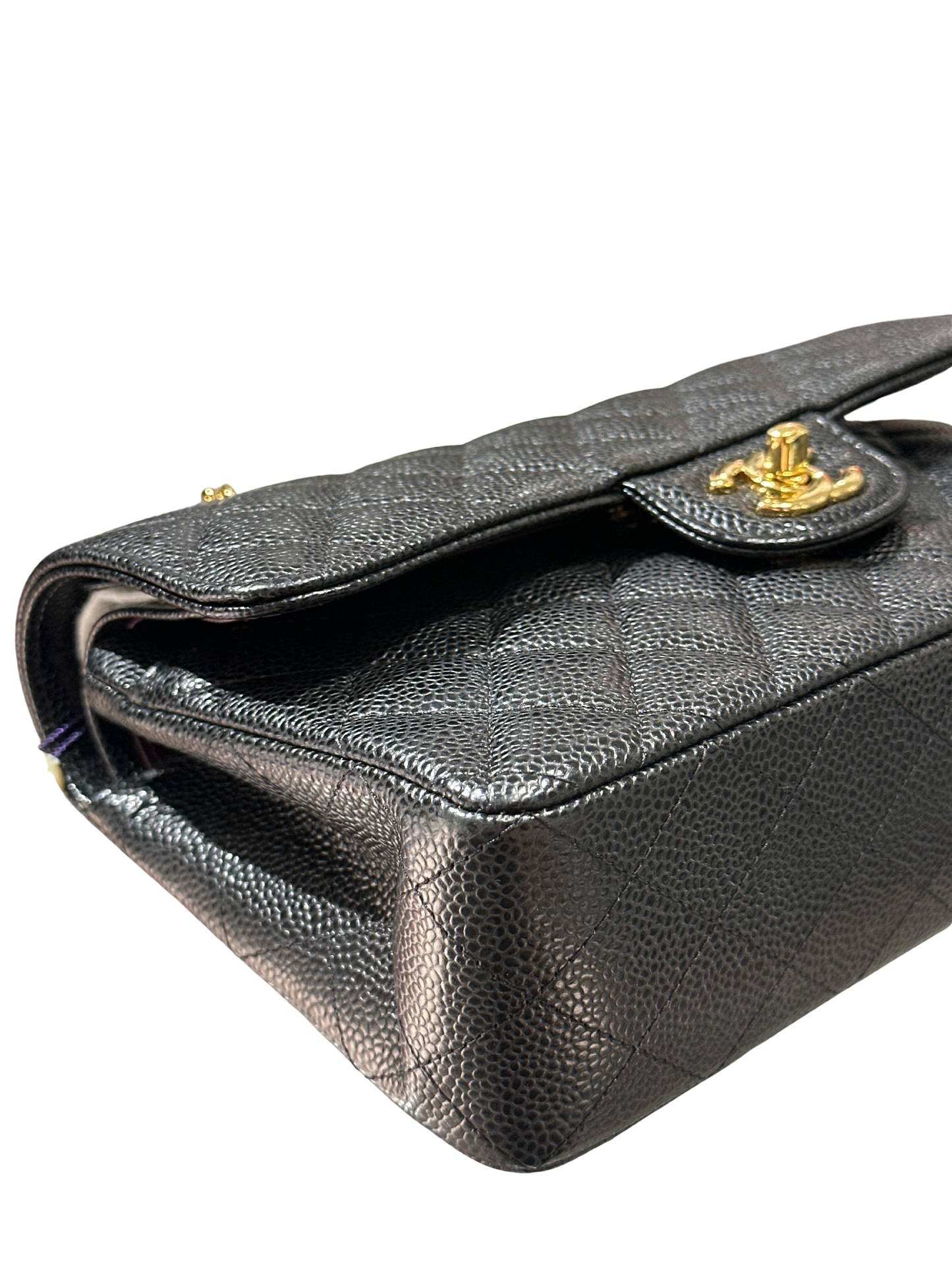 CHANEL Caviar Quilted CF23 Shoulder Bag Black Gold
