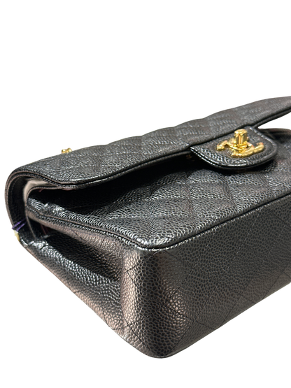 CHANEL Caviar Quilted CF23 Shoulder Bag Black Gold