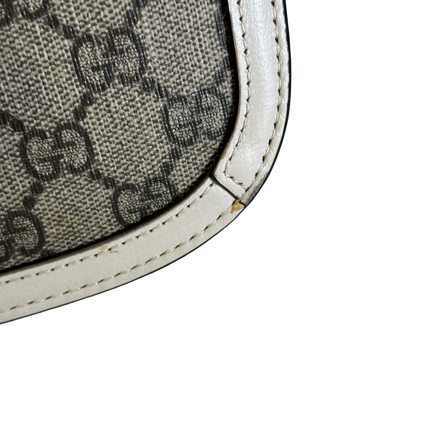 Used GUCCI GG Supreme Canvas Horsebit 1955 Shoulder Bag Beige White GHW