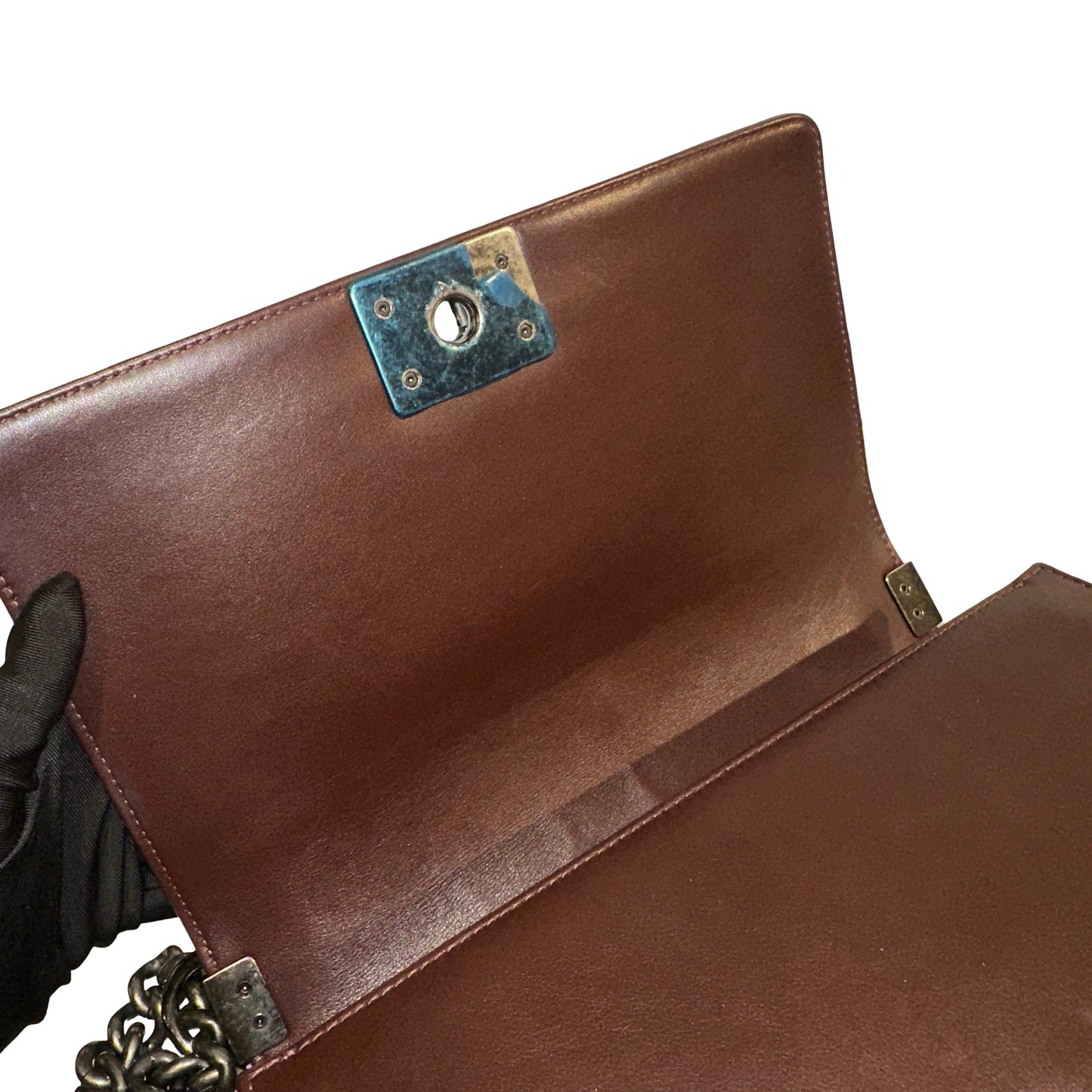Used CHANEL Chevron Lambskin Boy Chain shoulder bag Burgundy