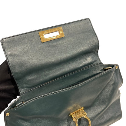 SALVATORE FERRAGAMO Leather Sofia Handbag Dark Green