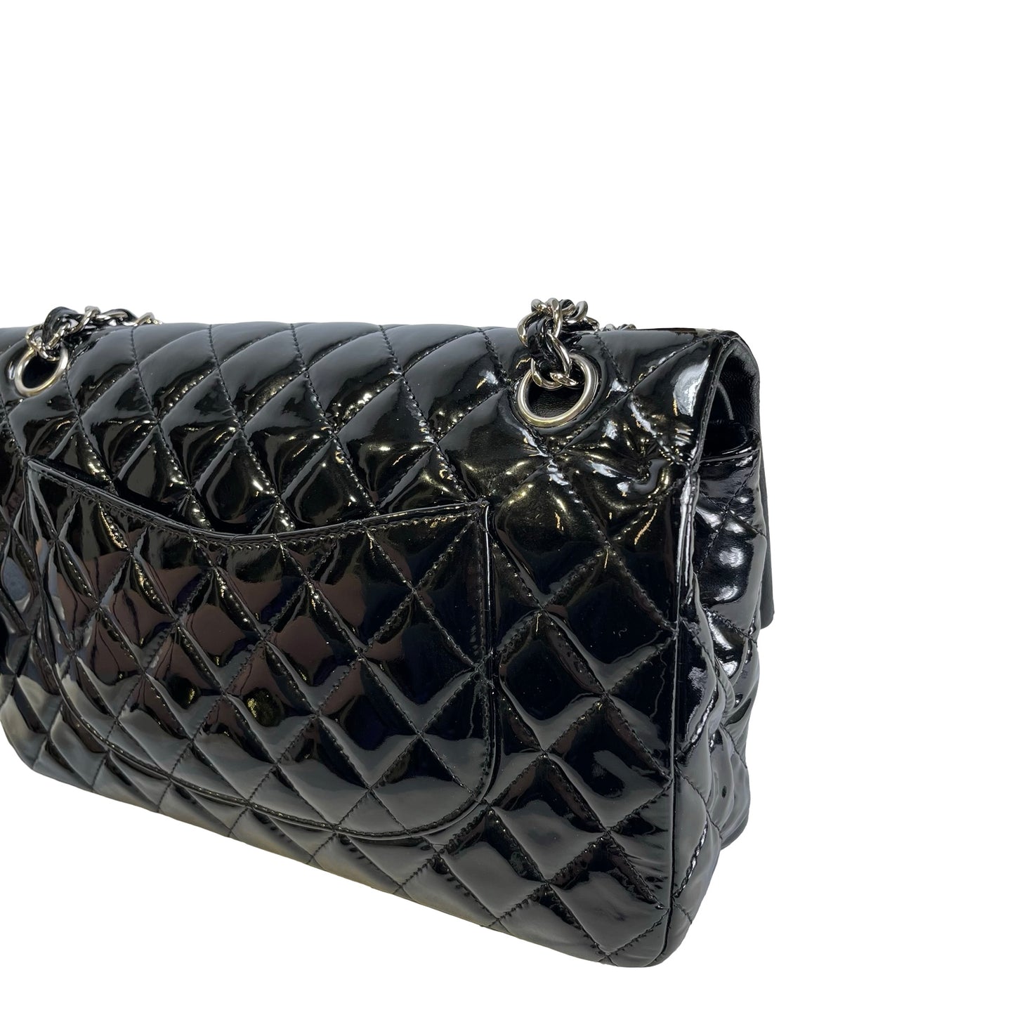 Used CHANEL Pantent CF 25 Cross body bag Black PHW