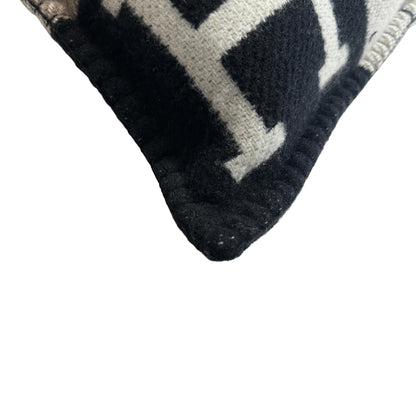 HERMES H Logo Plaid Avalon III Cushion PM Accessories Black Grey