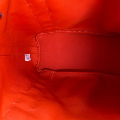 Used HERMES Canvas Grooming Bag Tote Bag Khaki Orange