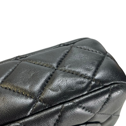 CHANEL Quilted Lambskin Mini Rectangular Flap Chain Shoulder Bag Black Gold