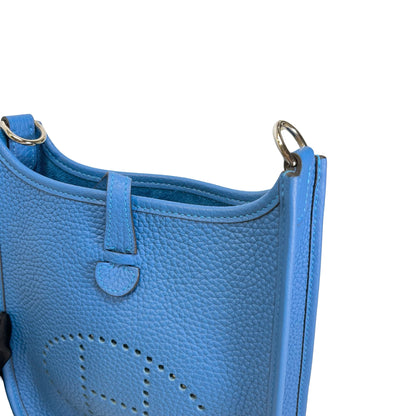 Used HERMES Leather Evelyne Shoulder Bag Blue