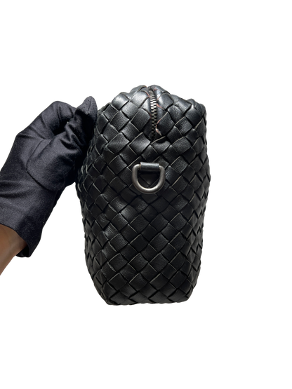 USED A Bottega Veneta Calfskin Leather Cross Body Bag Crossbody Bag Black