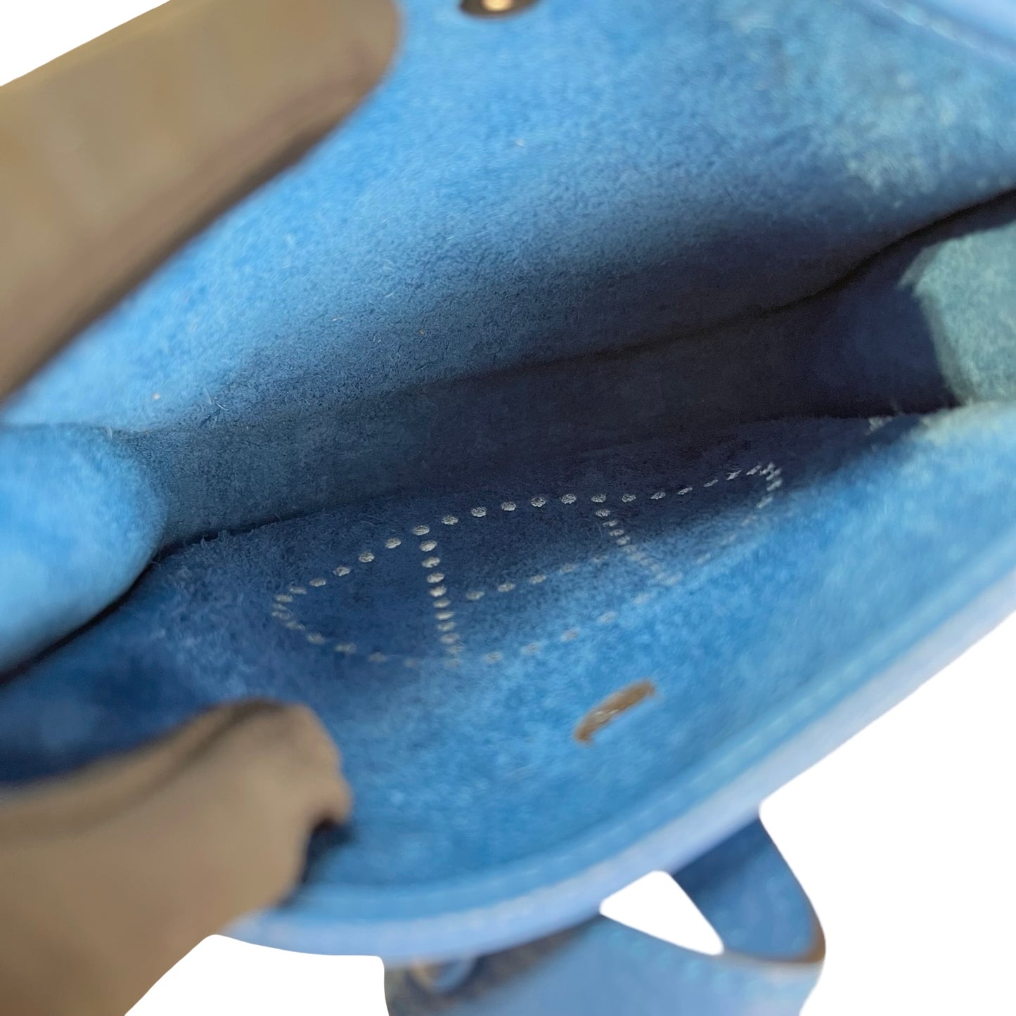 Used HERMES Leather Evelyne Shoulder Bag Blue