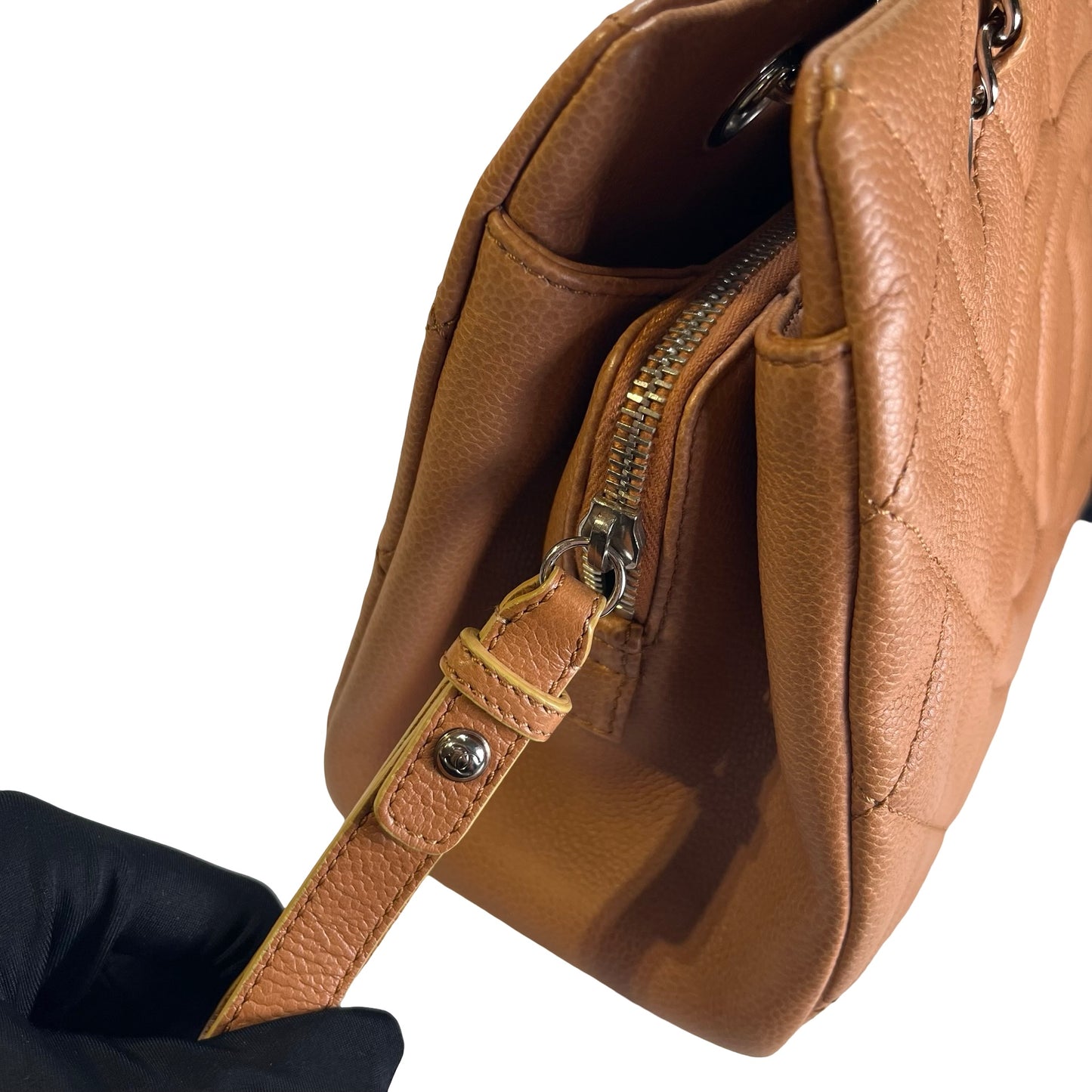 Used CHANEL Caviar Leather GST Tote Bag Brown, PHW