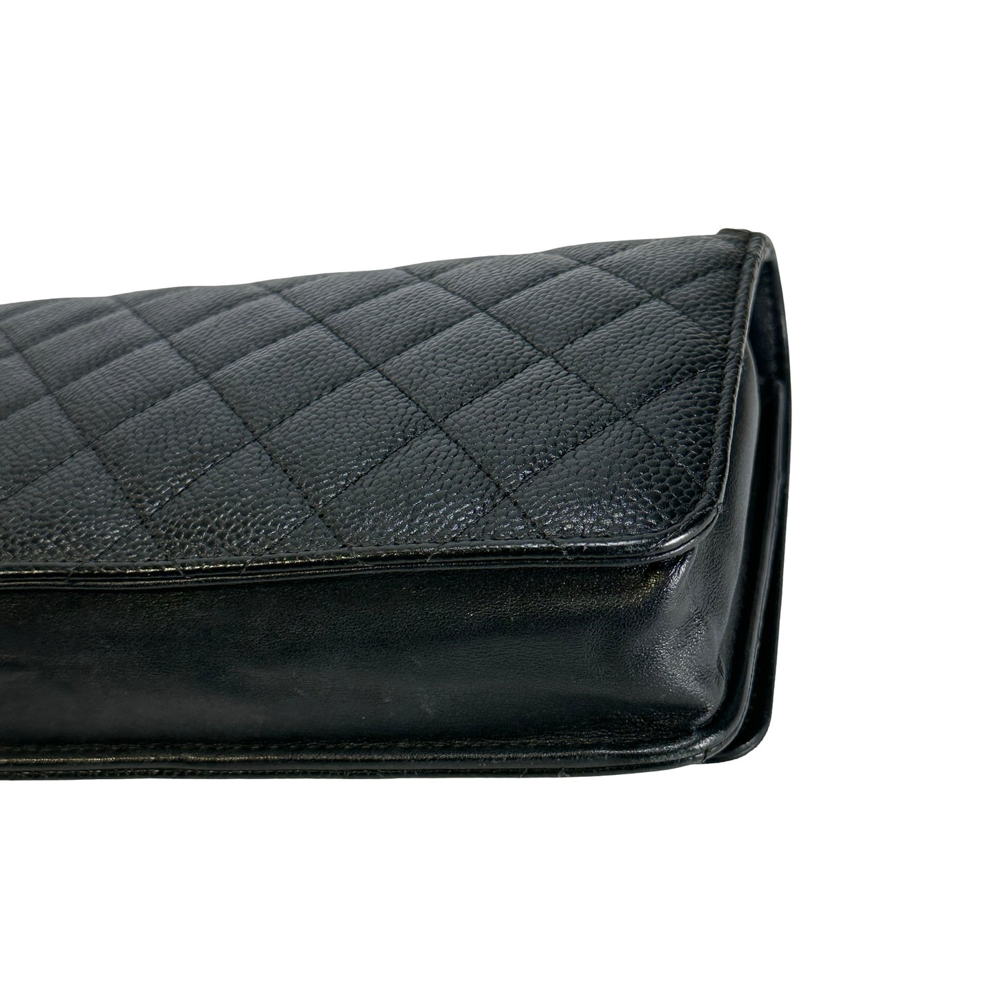 Used CHANEL Quilted Caviar Wallet On Chain Wallet on chain Black Gold