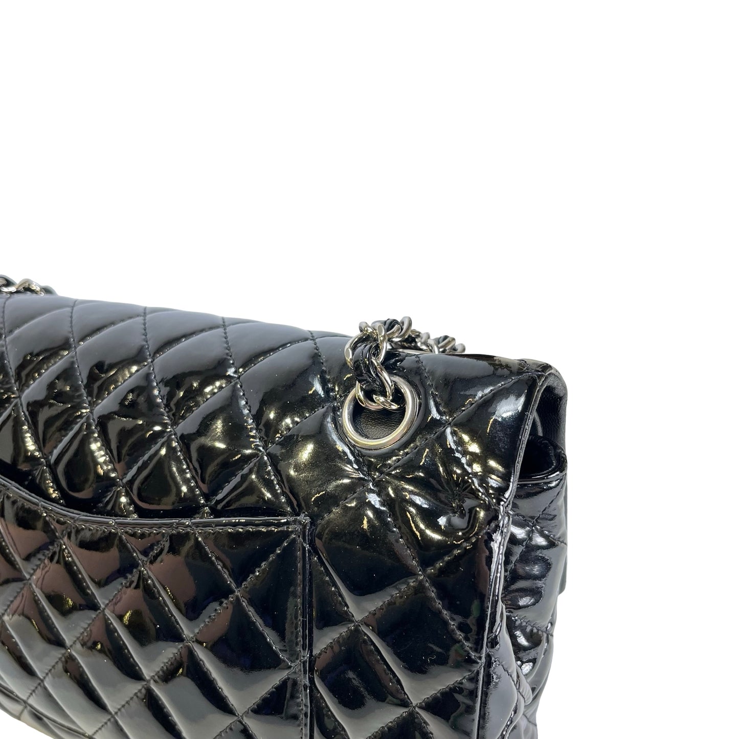 Used CHANEL Pantent CF 25 Cross body bag Black PHW