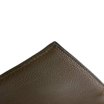 Used LONGCHAMP Pebbled Leather Le Foulonné Pouch Taupe PHW
