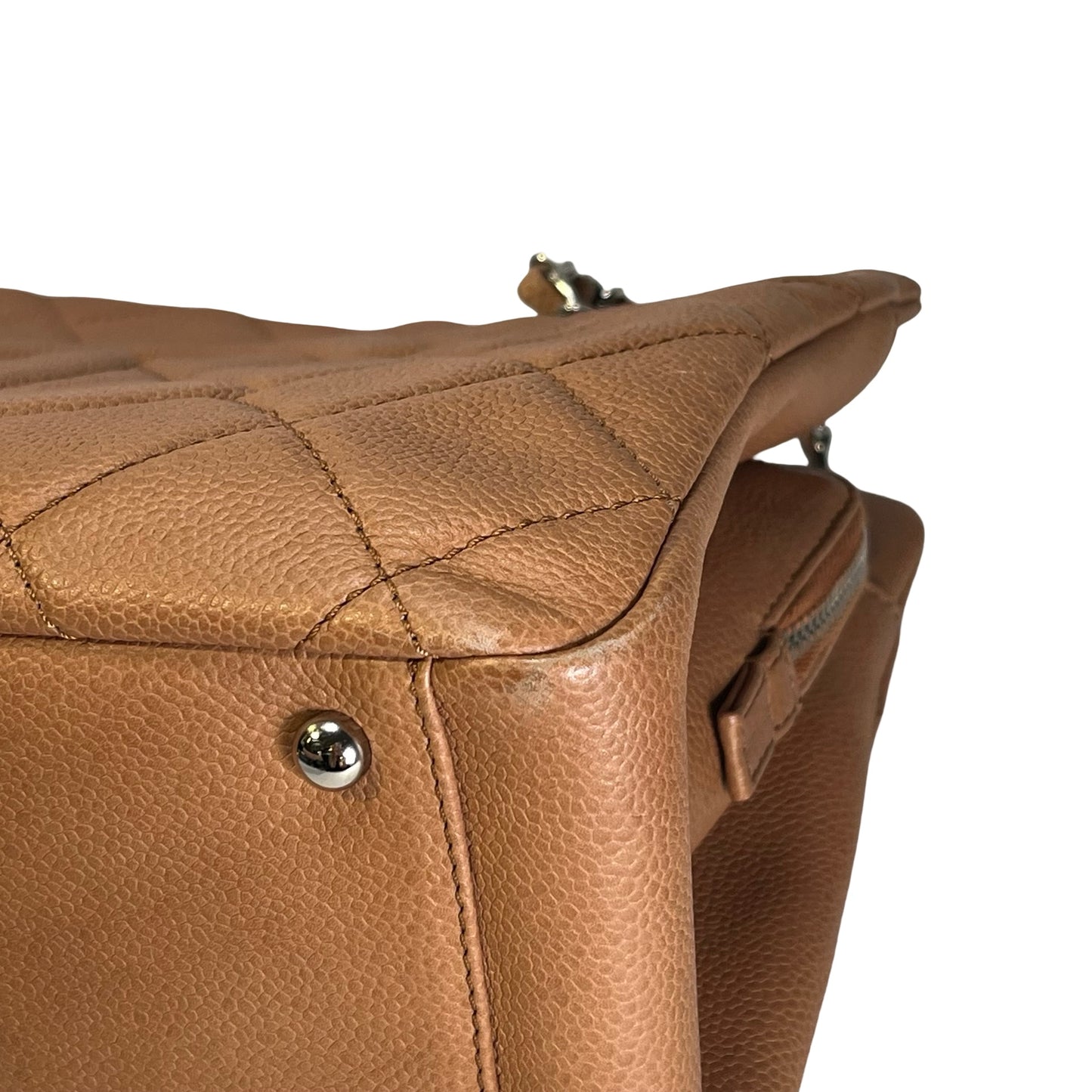 Used CHANEL Caviar Leather GST Tote Bag Brown, PHW