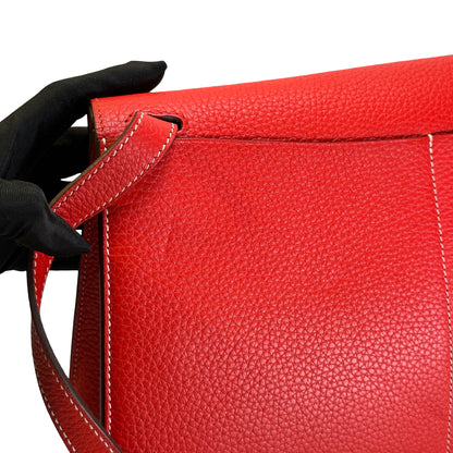 Used HERMES Clemence Halzan Shoulder Bag Red