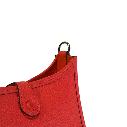 Used HERMES Clemence Leather Evelyne Shoulder Bag Blue