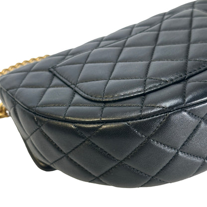 Used CHANEL Quilted Lambskin Quilted Crossbody Crossbody Bag Black Gold