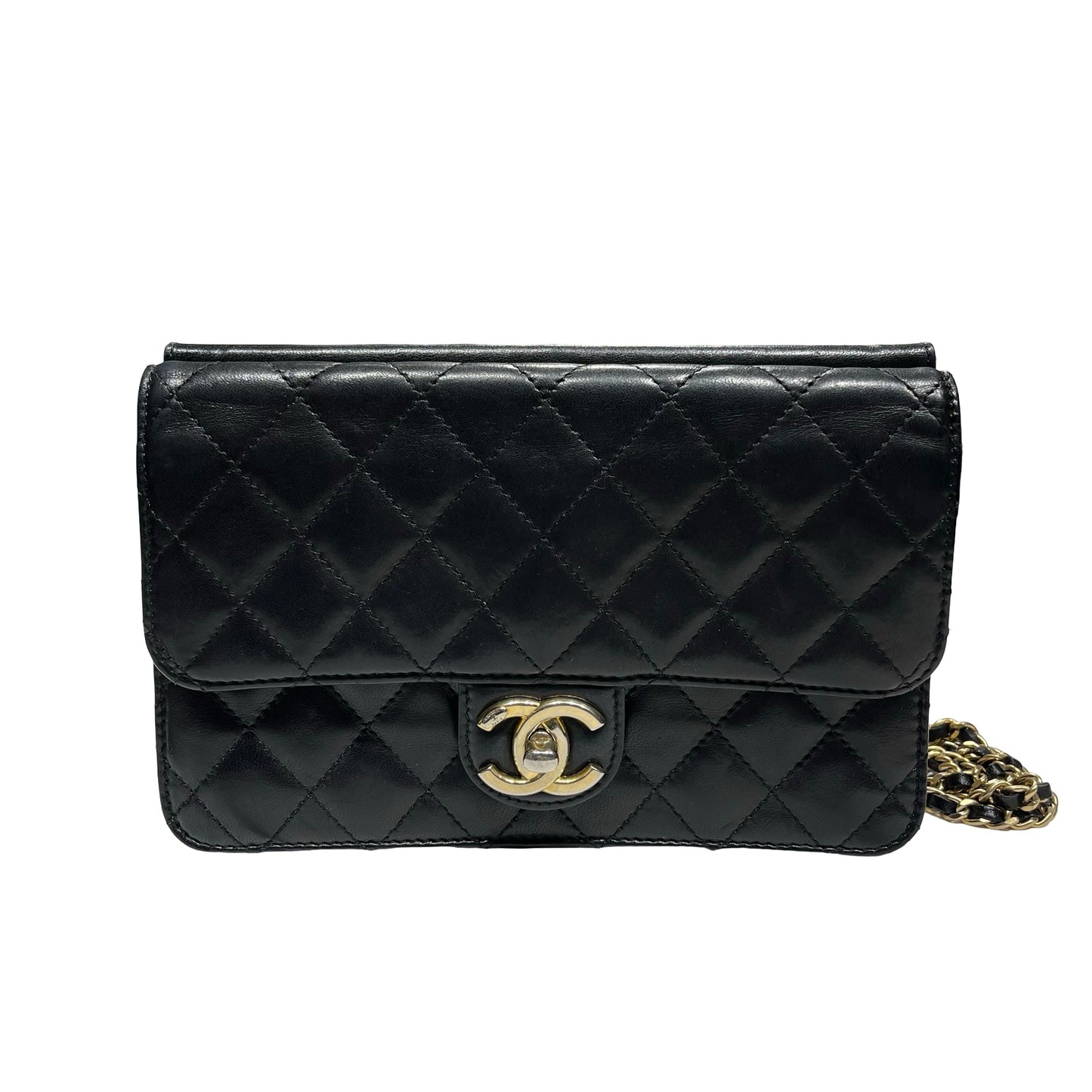 Used Chanel Classic Flap Chain Shoulder Bag Black GHW