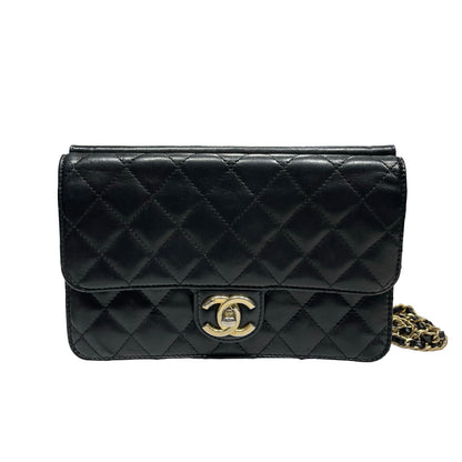 Used Chanel Classic Flap Chain Shoulder Bag Black GHW