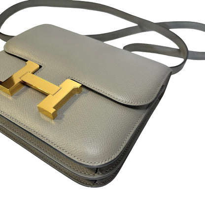 HERMES Epsom Mini Constance Shoulder Bag Grey GHW