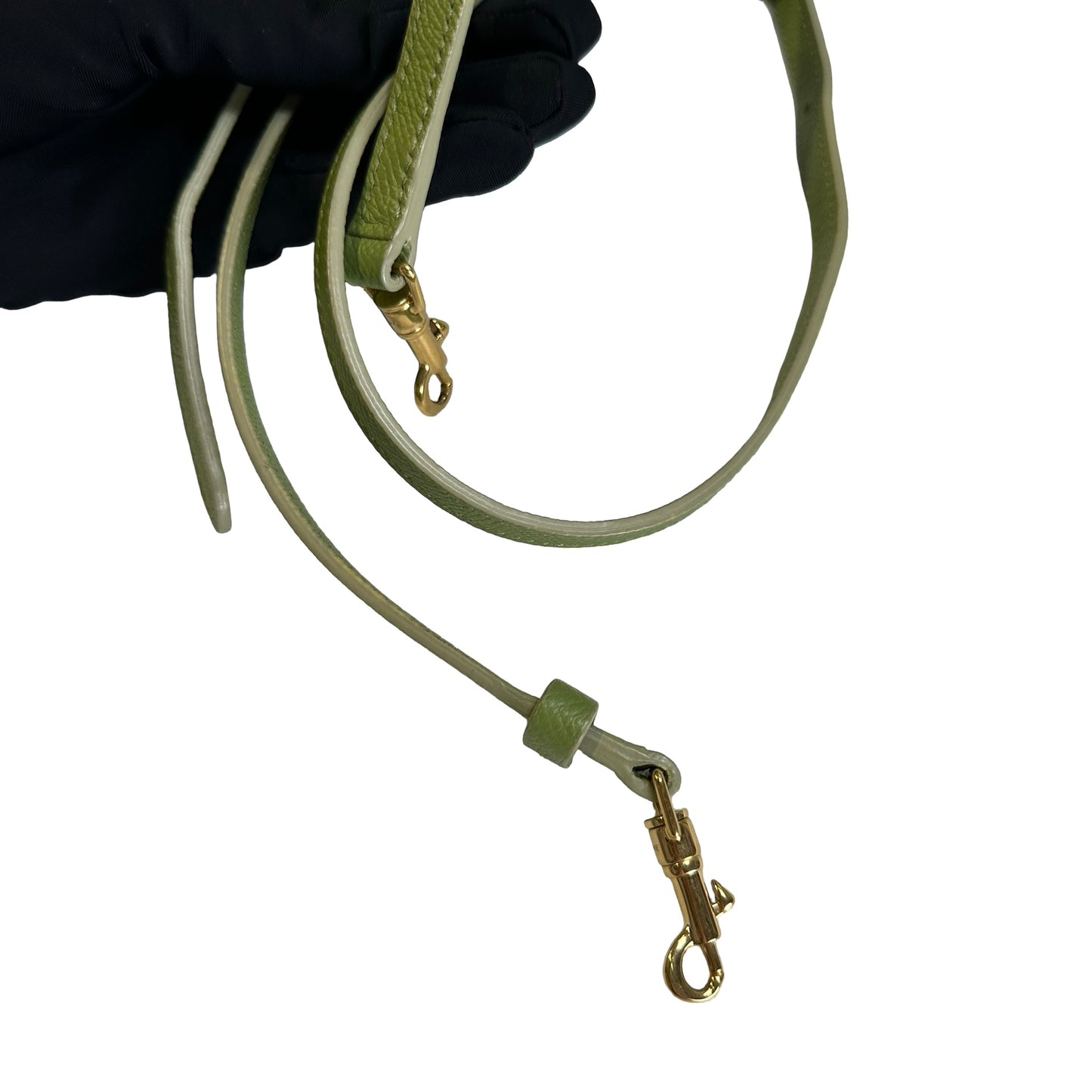 Used CELINE Grained Calfskin Pico Belt Bag Handbag Light Green
