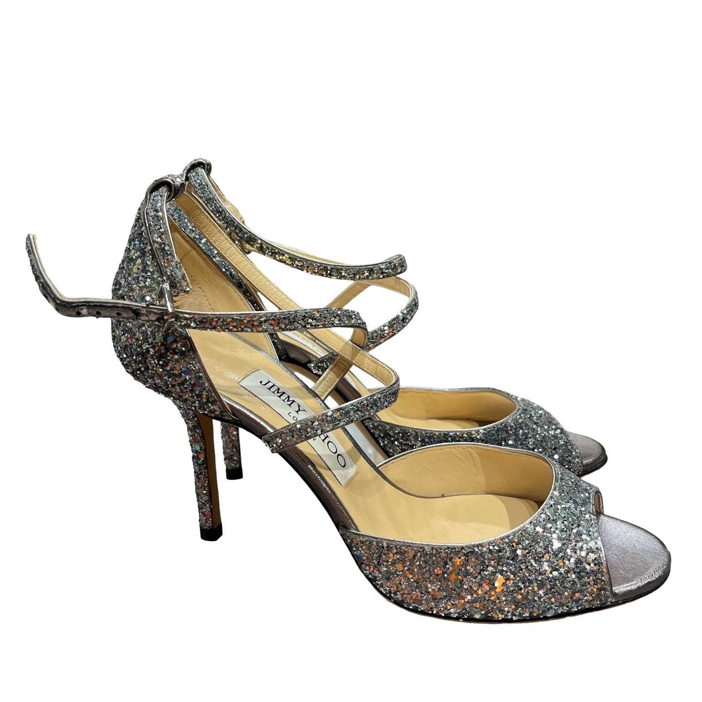 Used JIMMY CHOO Heels Silver Blue