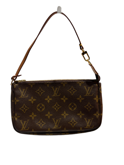 Used Louis Vuitton Canvas Pochette Shoulder Bag GHW Brown