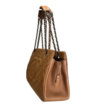 Used CHANEL Caviar Leather GST Tote Bag Brown, PHW
