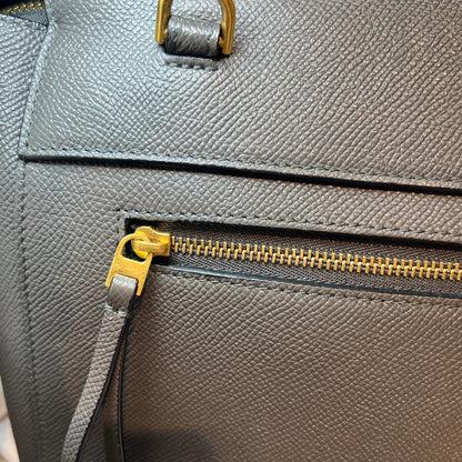 Unused CÉLINE Calfskin Leather Belt Belt Bag Grey GHW