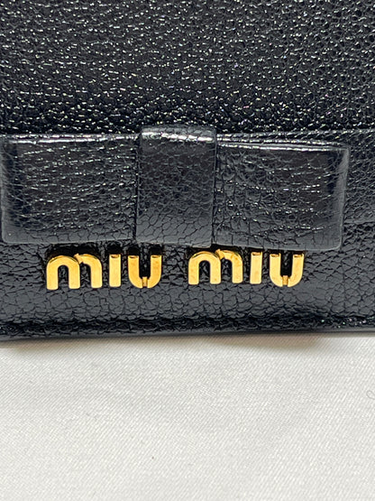 Used Miu Miu Calfskin Leather Card Holder Card Holder Black GHW