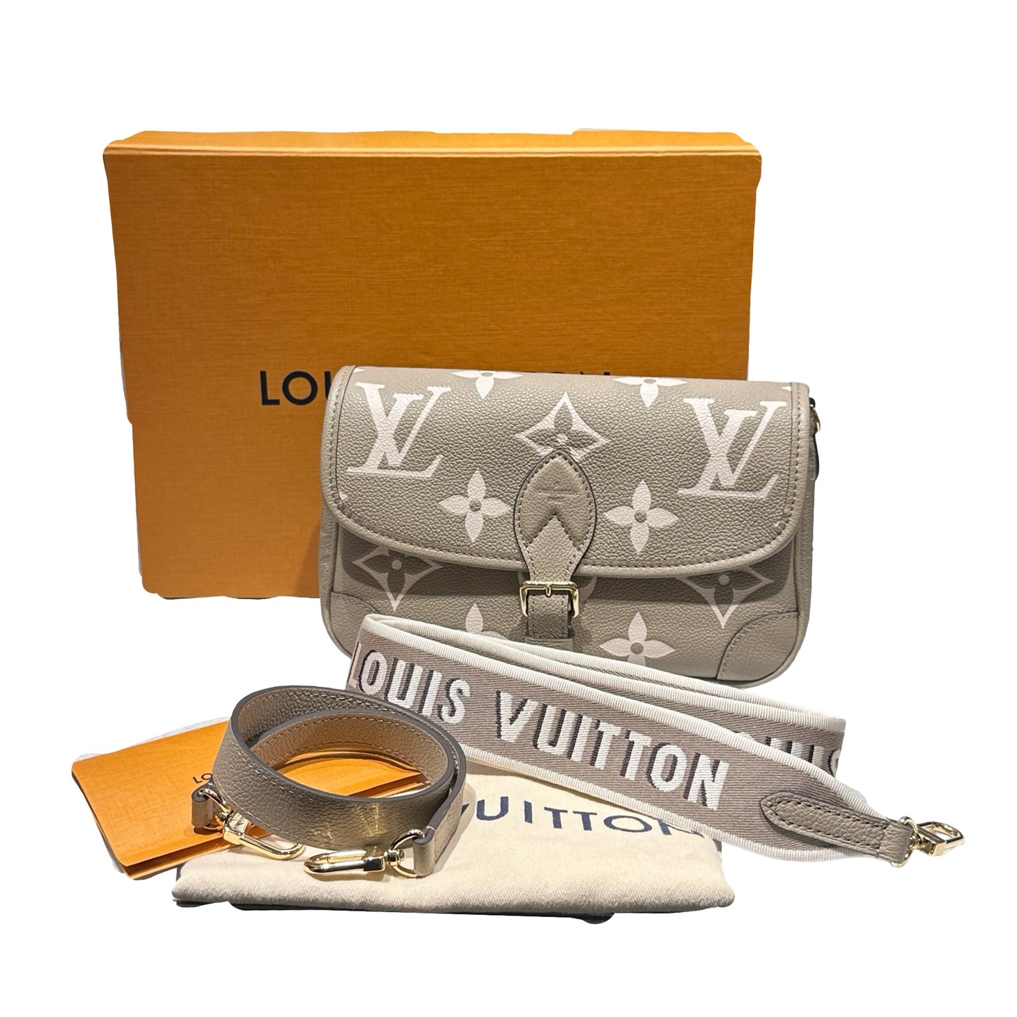 Used LOUIS VUITTON Diane Shoulder Bag Beige Grey GHW
