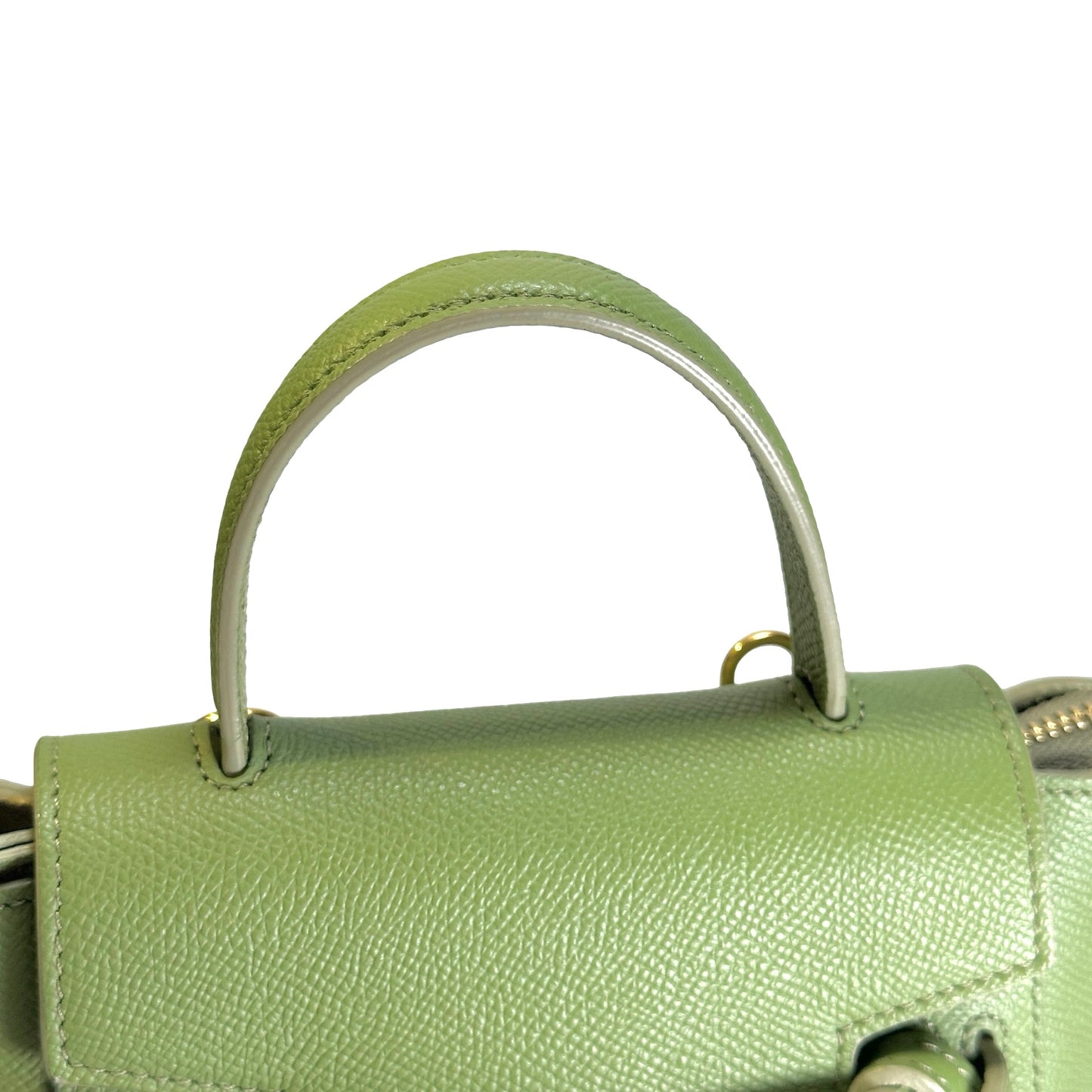 Used CELINE Grained Calfskin Pico Belt Bag Handbag Light Green